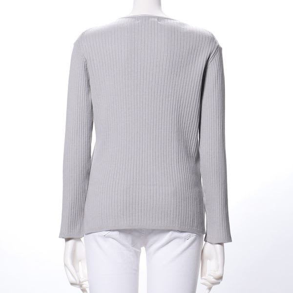 Vネックリブニット