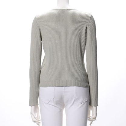 デザイン釦リブカーディガン