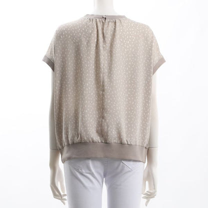 リブ切り替え総柄ブラウス