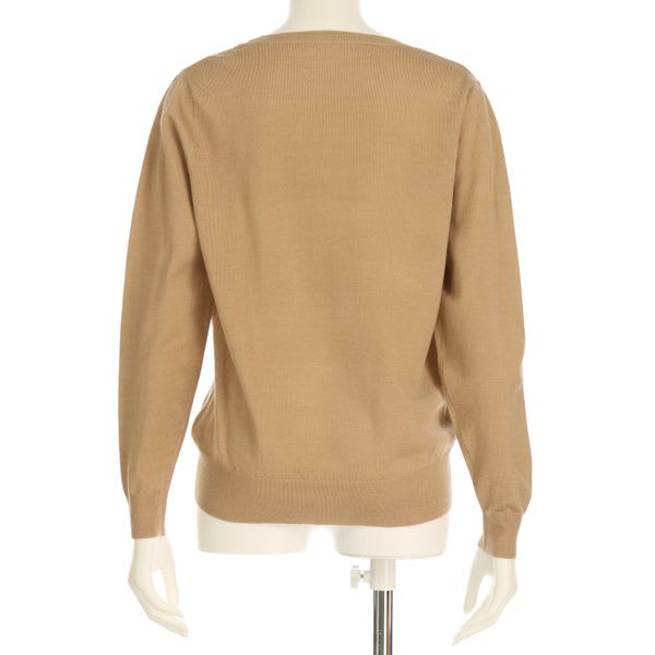 パフスリーブラウンドネックニットプルオーバー