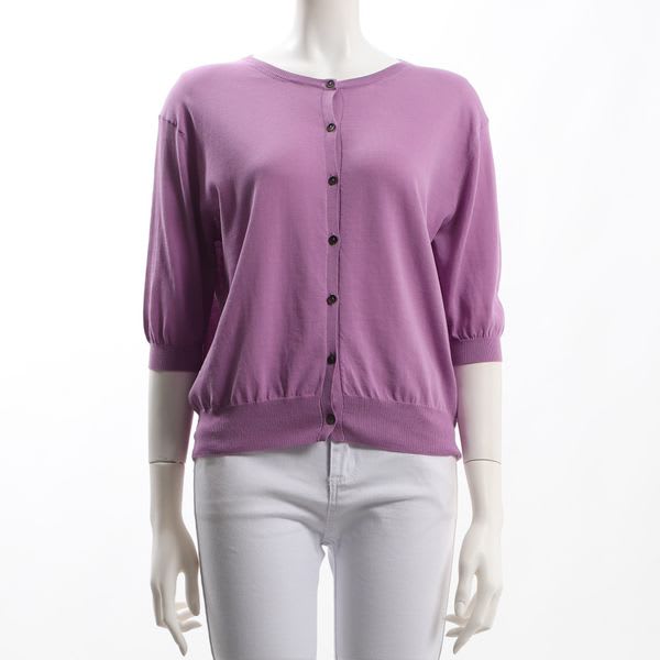 クルーネック半袖カーディガン