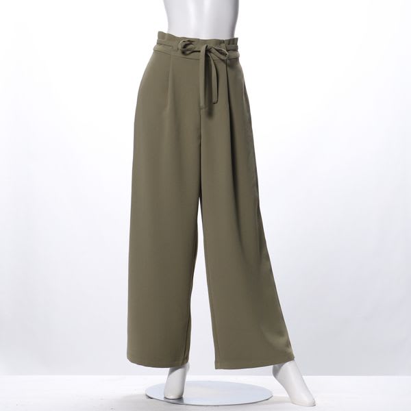 ウエストリボン付きフレアパンツ