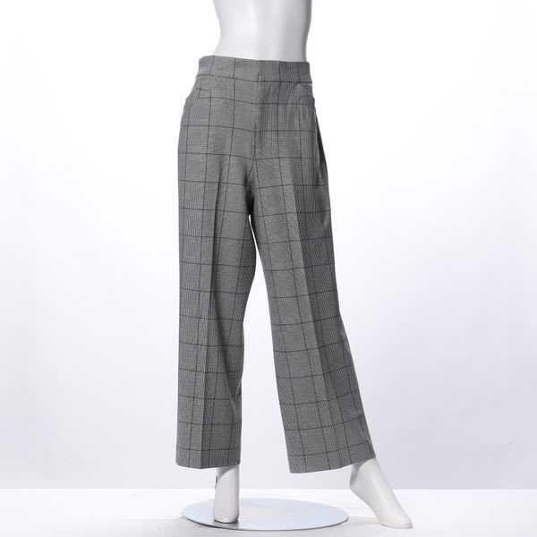 チェック柄ハイウエストワイドパンツ