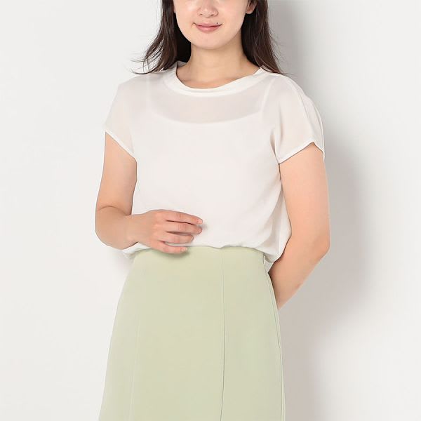 プチハイネックスタンドカラーブラウス