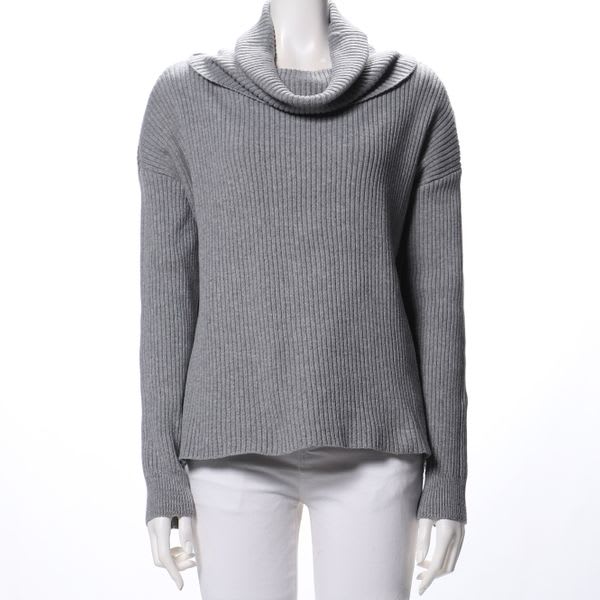 オフタートルネックリブニット