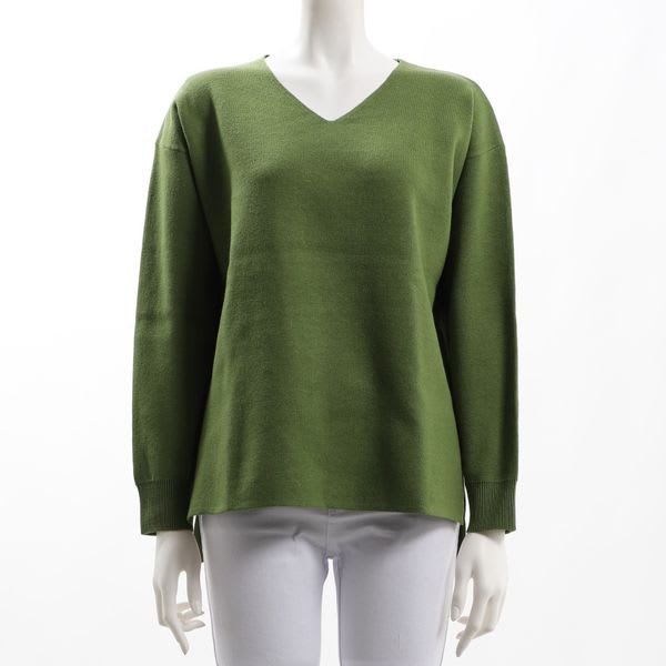 サイドスリットVネックハイゲージニット