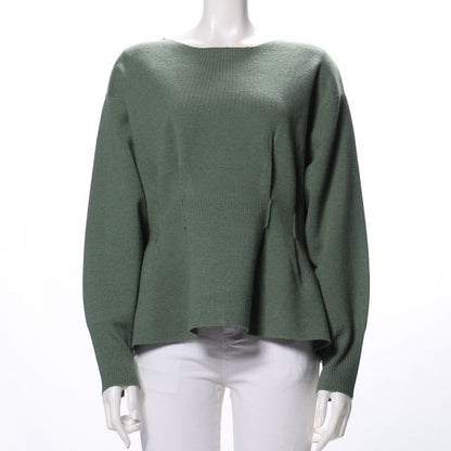 ウエストタックペプラムニット