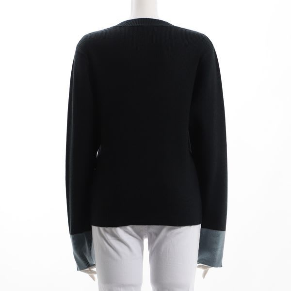 袖バイカラーリブニットプルオーバー