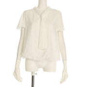 シャドーチェックボウタイブラウス