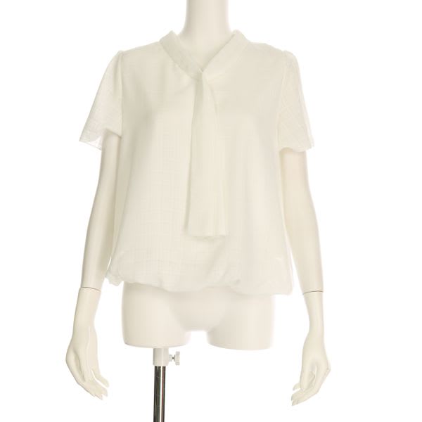 シャドーチェックボウタイブラウス