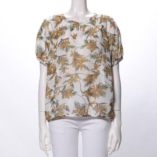 ガーデンフラワーボタニカル柄ブラウス