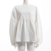ふくれジャガードペプラムブラウス