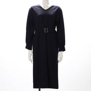 カットジョーゼット素材ベルト付きワンピース