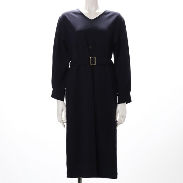 カットジョーゼット素材ベルト付きワンピース