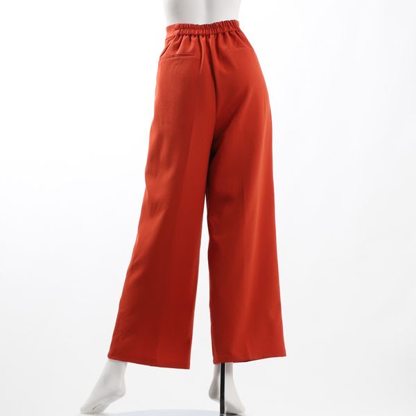 ウエストボタン付きワイドパンツ