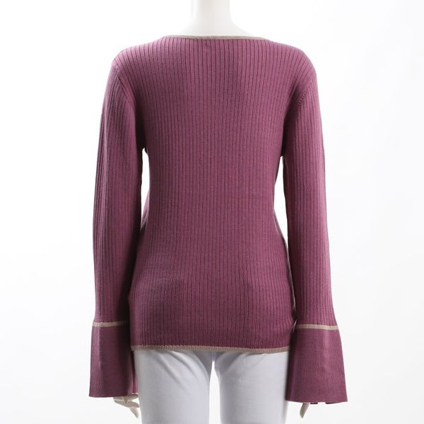 パイピングデザイン袖スリットニット