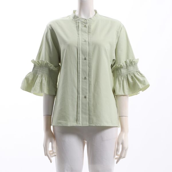 袖デザインピンタックコットンブラウス