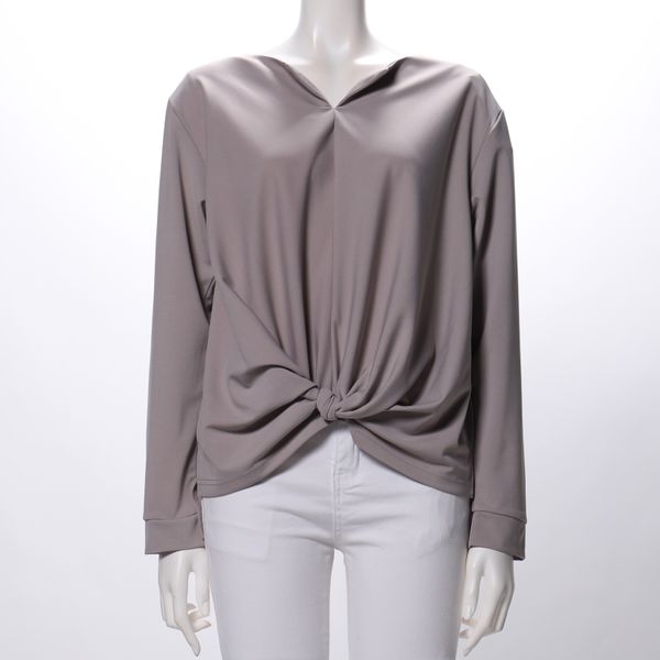 フロントデザインオープンフロントネックカットソー