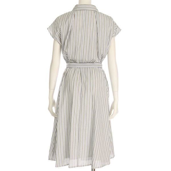 マルチカラーピケストライプシャツワンピース