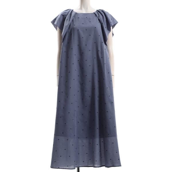 刺繍ドットAラインフレアワンピース