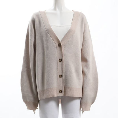 ヘリンボーン柄Vネックカーディガン