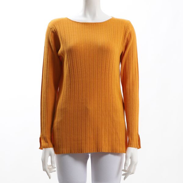 スリット入りボートネックリブニット