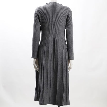 ボトルネックリブニットワンピース