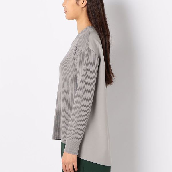 異素材切り替えリブニット