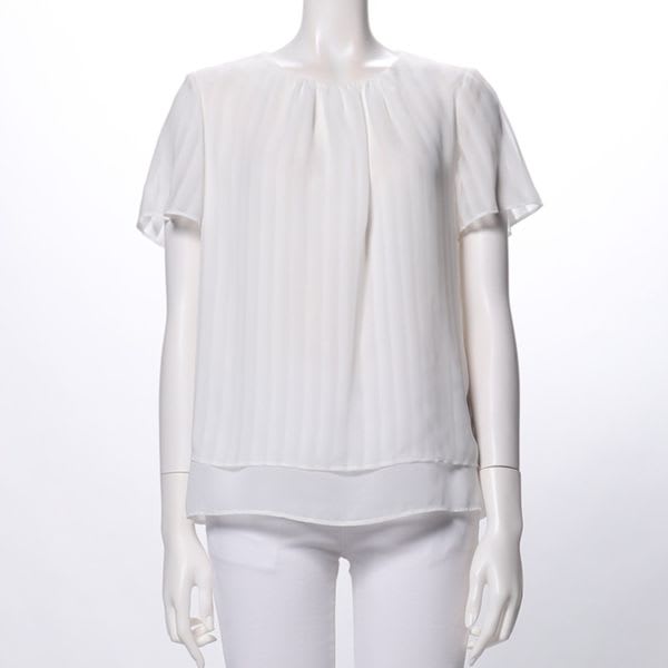 シャドーストライプ柄透け感ブラウス