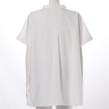 スタンドVネックブラウス