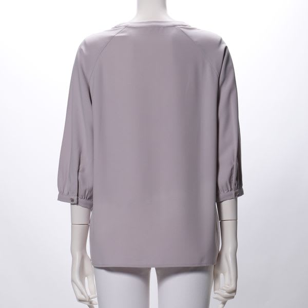 ラグランスリーブオープンフロントネックブラウス