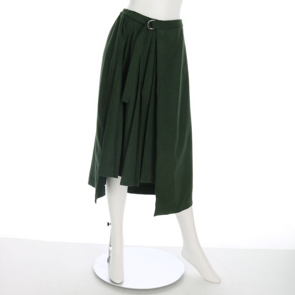 プリーツ付きベルトフレアスカート