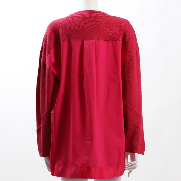 バック異素材切り替えデザインVネックニット