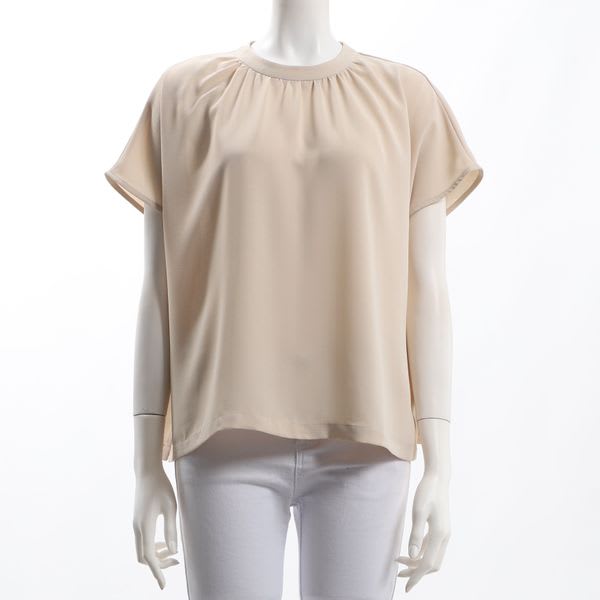 とろみ感ギャザードネックブラウス