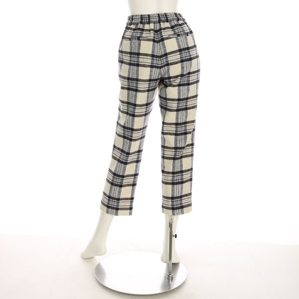 ウール混チェック柄テーパードパンツ