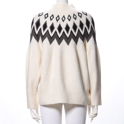 ノルディック柄ハイネックニット