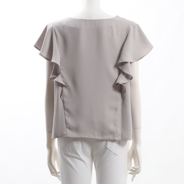 フリル袖Vネックブラウス