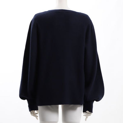 パフスリーブラウンドネックニット