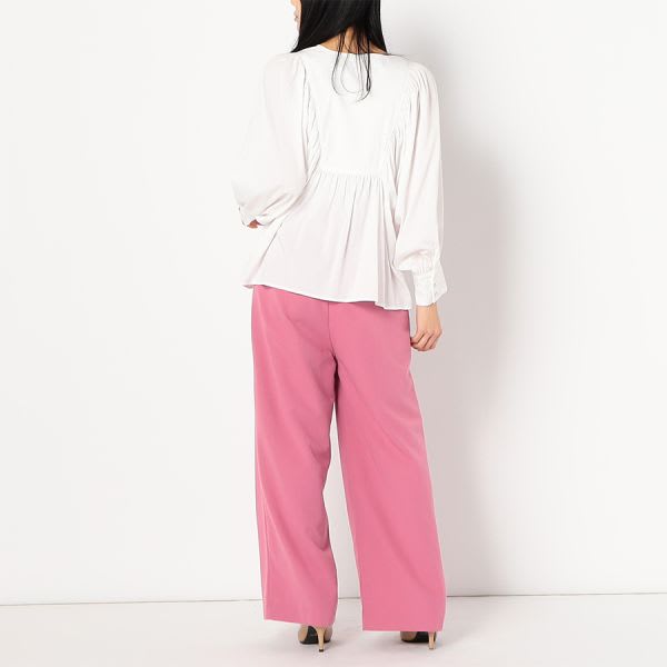 ハイウエストタックワイドパンツ