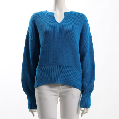 ドロップショルダーオープンフロントネックニット