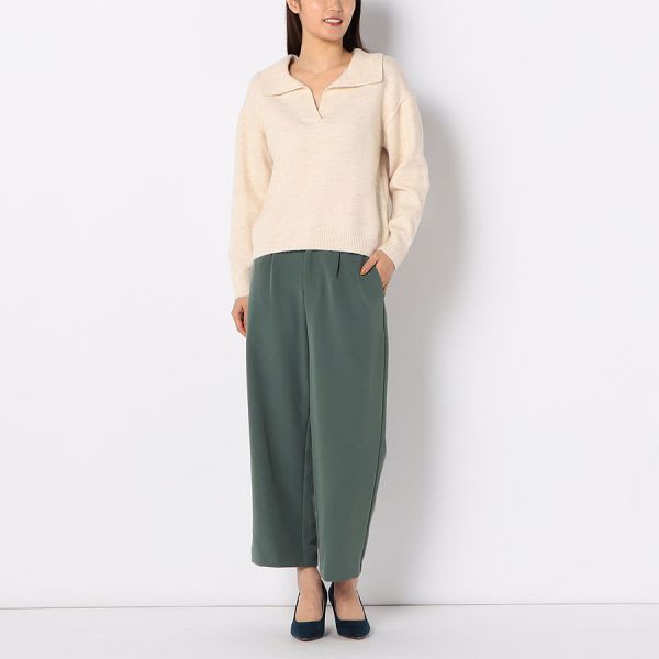 ハイウエストボタンワイドパンツ