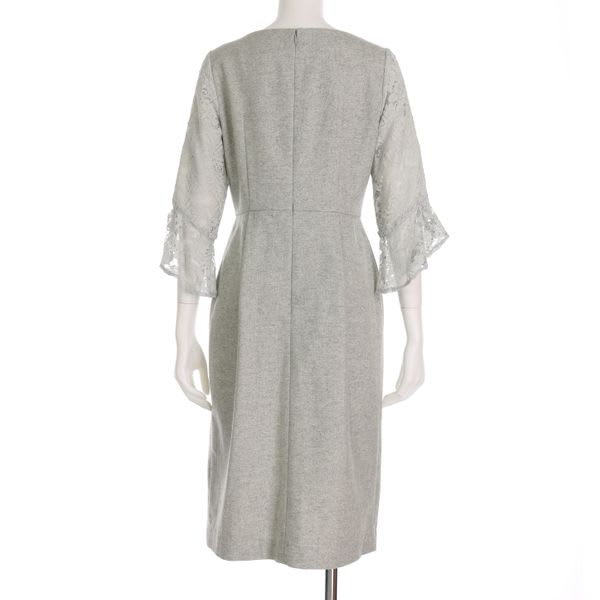 フロントスリットレース袖ワンピース