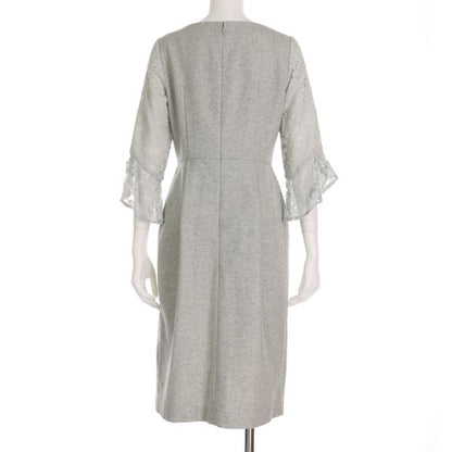 フロントスリットレース袖ワンピース