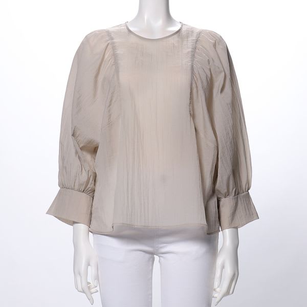 シアー感パフスリーブブラウス