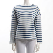 ボタンデザインボーダーカットソー