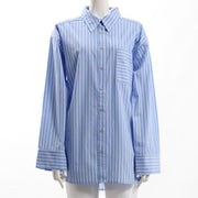 ストライプ柄ボリュームスリーブシャツ