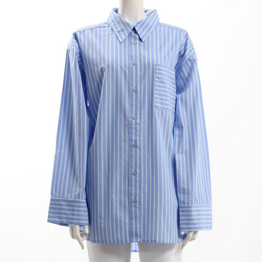 ストライプ柄ボリュームスリーブシャツ