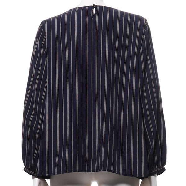 ギャザーデザインオープンフロントネックブラウス