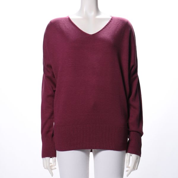 Vネックドルマンスリーブニット