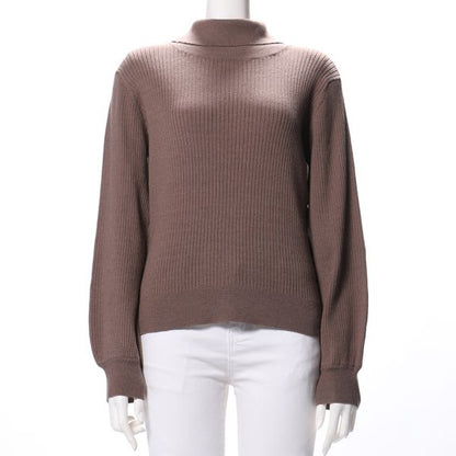 バックリボンリブニット